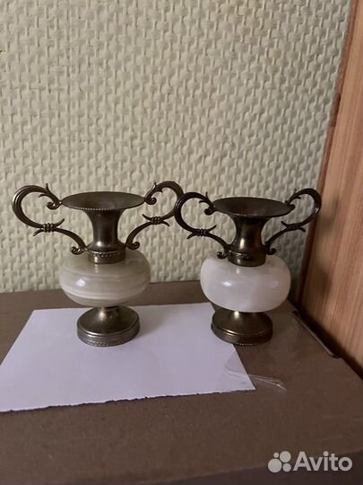 Винтаж: Винтажный подсвечник из олова и оникса.Ита