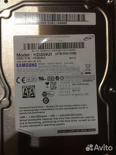 Серверный HDD samsung HD204UI