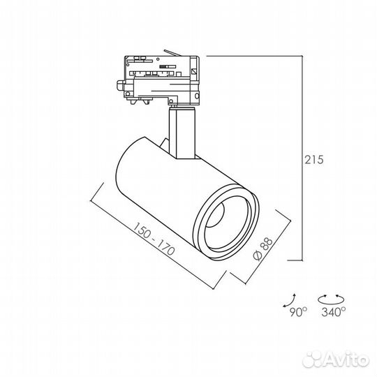 LED светильник трековый с регулируемым углом ART-f