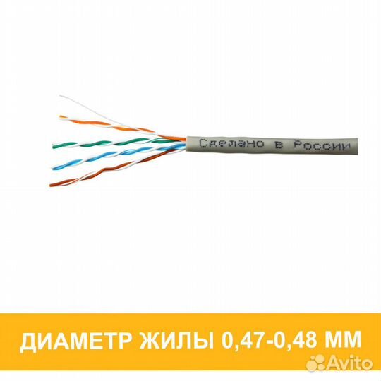 Кабель витая пара UTP, 4 пары, Кат. 5е, медь, внут