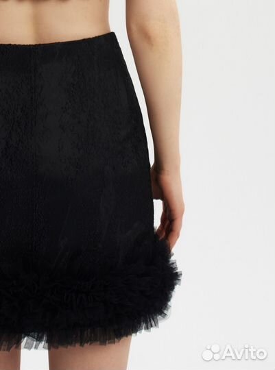 Юбка шелковая мини с бахромой