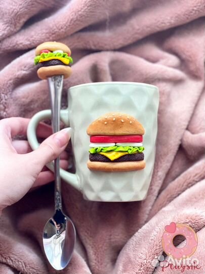 Набор кружка и ложка с декором