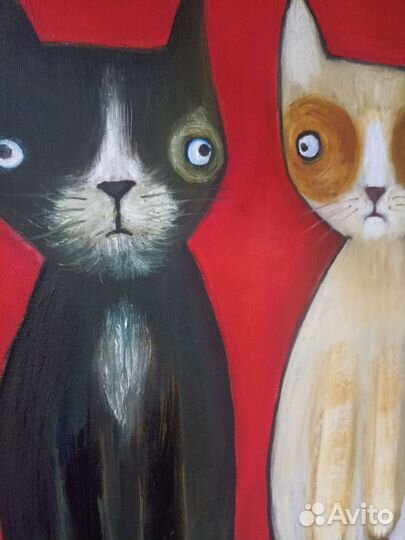 Картина маслом 30х40 Кот и его Буся