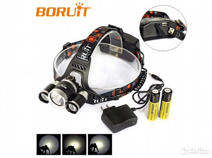 Налобный Фонарь Boruit LED 5000lm +2x18650 MX-A5/7