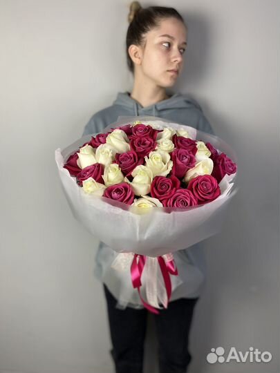 Букет из 35 роз 50см