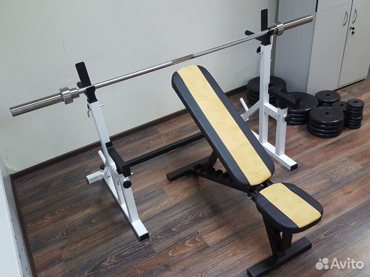 Скамья жима + стойка штанги комплект разные цвета
