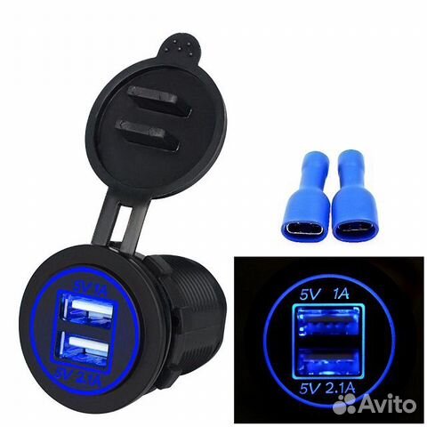 Врезной разъем USB на два порта 12В