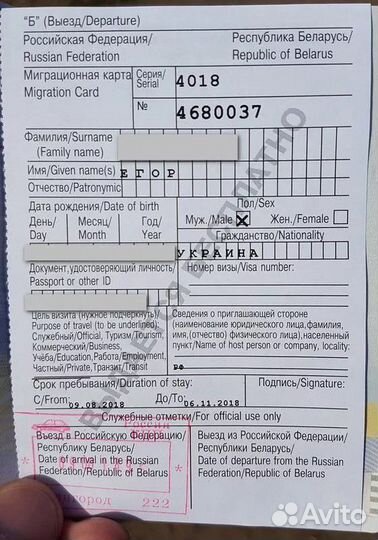 Как выглядит миграционная карта