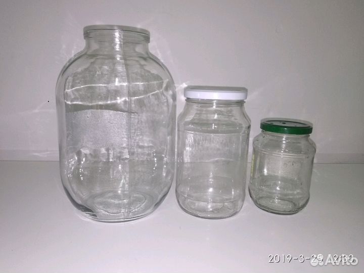Банки стеклянные-0,5л., 1л., 3л