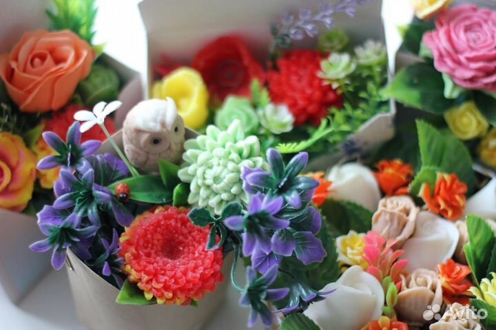 Мыльные композиции. Букеты с подсветкой и без