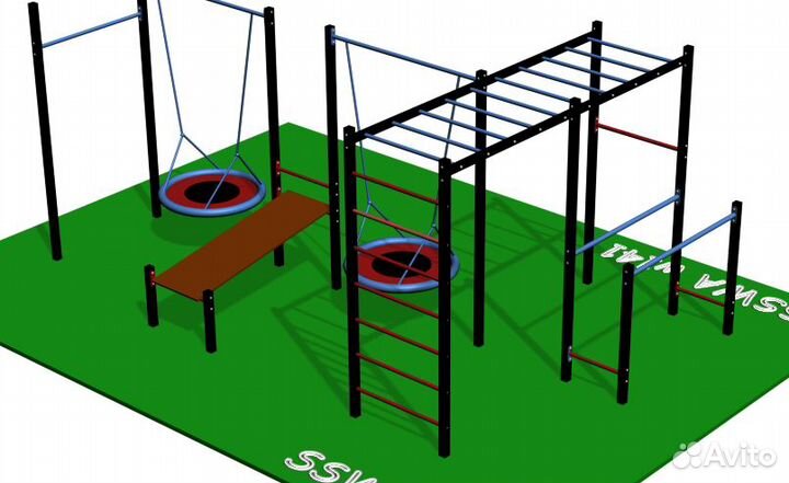 Уличный спорткомплекс с качелью