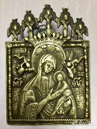 Старинная икона 18 век. Богородица Страстная