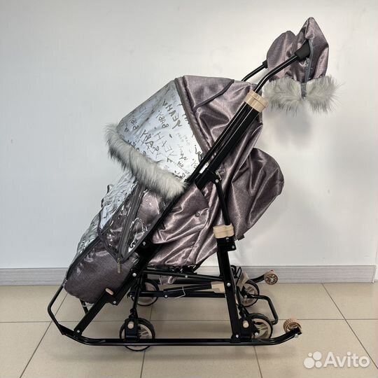 Санки коляска со светоотражающей вставкой