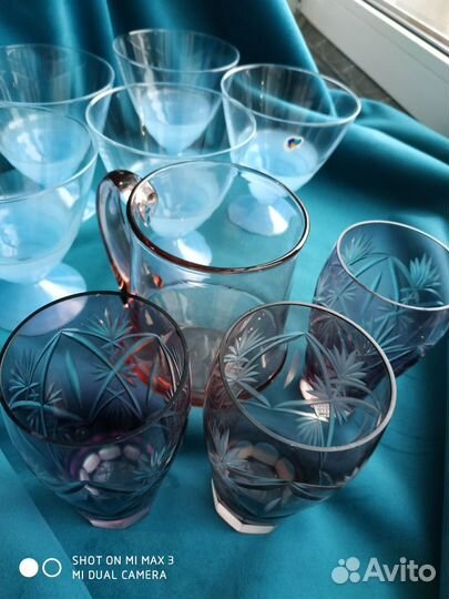 Бокалы креманки и набор стаканов с кружкой