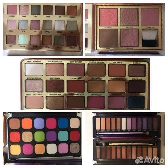 Палетки Lime Crime, Too Faced, Revolution, Eveline