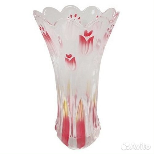 Ваза для цветов, с красным декором, h 295 мм