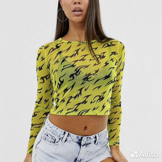 Яркий неоновый топ лонгслив сетка ASOS