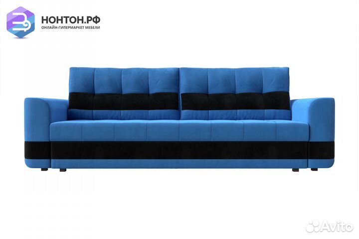 Диван еврокнижка Честер голубый / черный