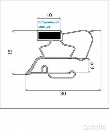 Резинка уплотнитель для Stinol RF250 35*57.1