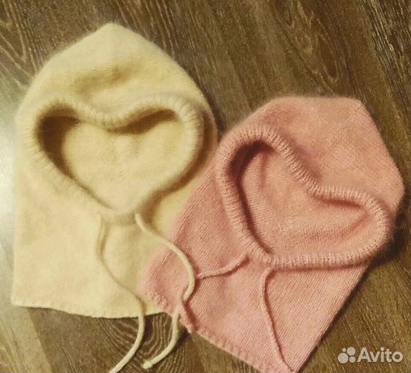 Капор из пряжи с пухом норки