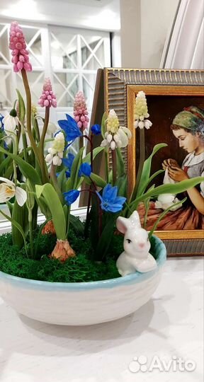 Цветочная композиция Весна (голубая)