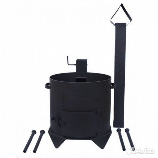 Печь для казана с трубой, дверцей разборные ножки
