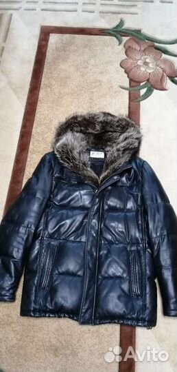 Пуховик кожаный