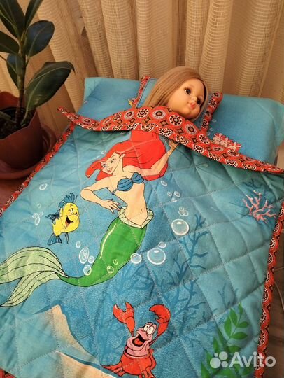 Одеяло.Постельное белье для куклы.Одежда Паулы