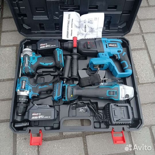 Набор makita 4в1 с четырьмя аккумуляторами