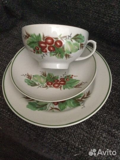 Чайное трио Дулево крыжовник (остатки сервиза)