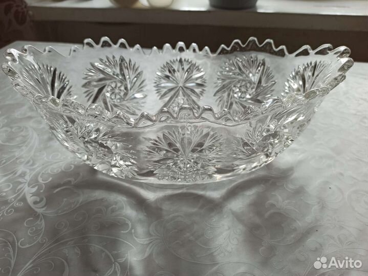 Хрустальная ваза для сервировки СССР ладья