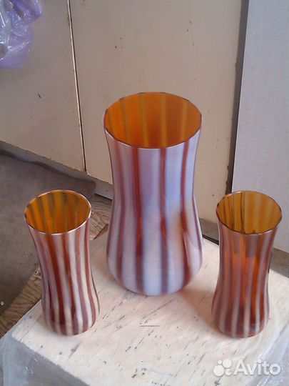 Вазы из цветного стекла СССР