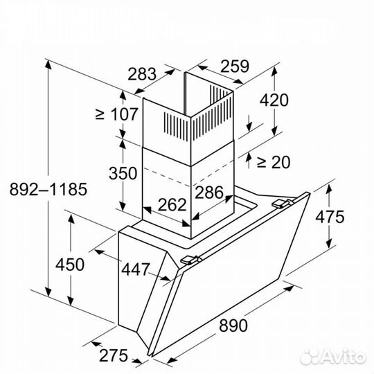 Кухонная вытяжка Bosch DWK91LT60