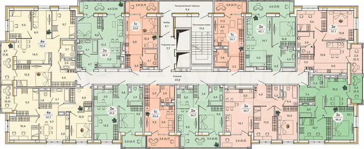 4-к. квартира, 72,5 м², 12/16 эт.