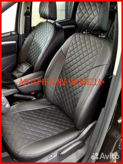 Чехлы Nissan Sentra из экокожи чёрные Ромб