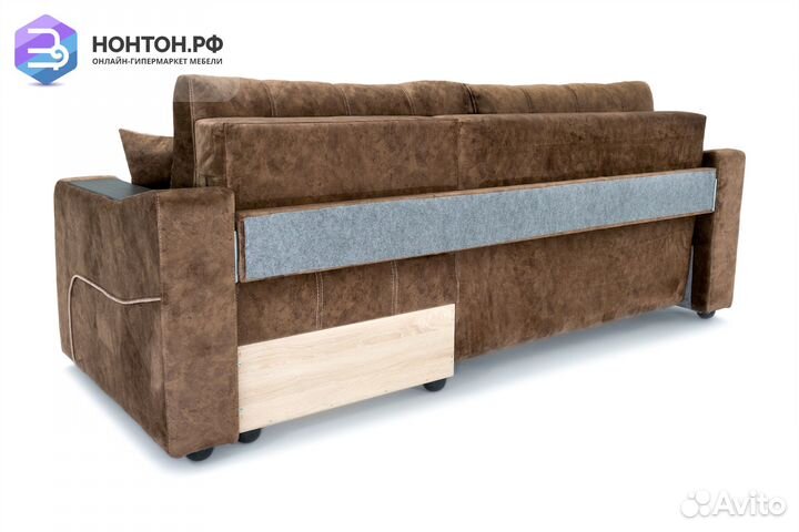 Диван угловой тик-так Бостон коричневый