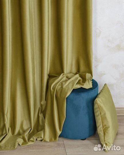 Шторы бархат Беллиссимо темный янтарь пошив