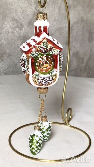 Елочная игрушка Часы Новогодние с шишками Ариель