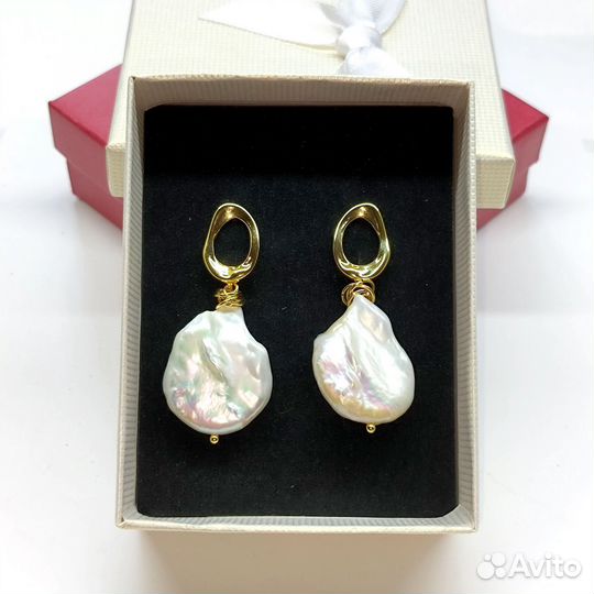 Серьги с натуральным барочным жемчугом