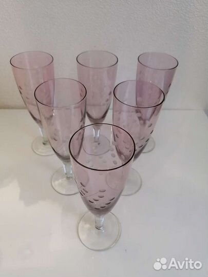 Бокалы фужеры марганцевое стекло колоски