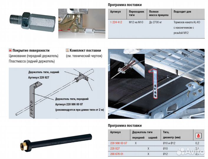 Направляющая тормозной тяги прицепа D12 для колес