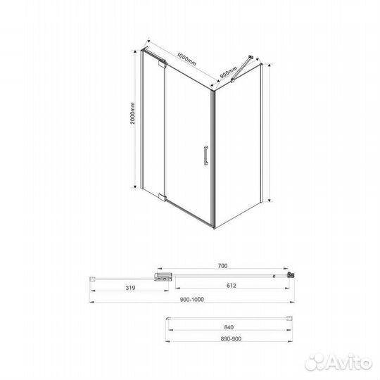 Душ. уголок Vincea 100x90 прозрачное vsr-1e901090