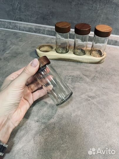 Набор баночек для специй стекло
