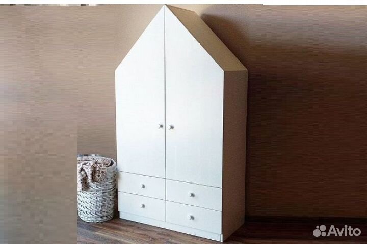 Шкаф домик в детскую из массива сосны