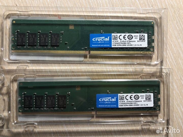 Оперативная память Crucial 2x8Gb DDR4-2666 (новые)