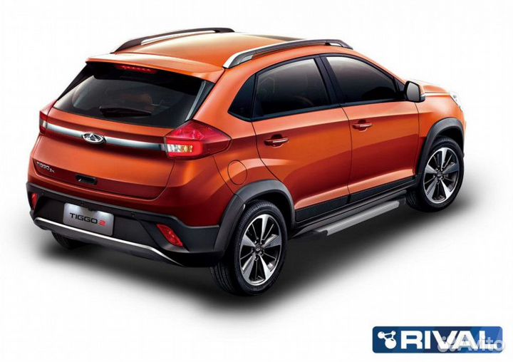 Пороги-подножки Chery Tiggo 2 2017-2020 Silver