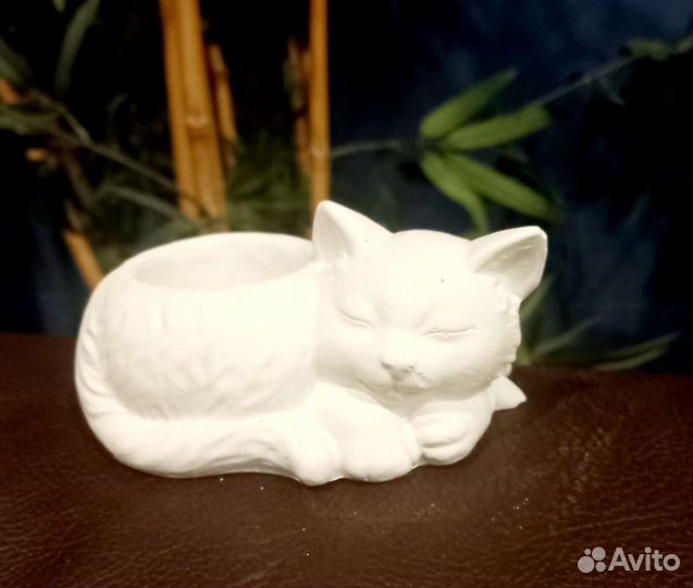 Кот кашпо ваза гипс бетон
