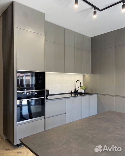 Кухня угловая серая на заказ от производителя