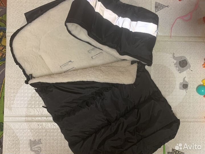 Зимний конверт в коляску на овчине