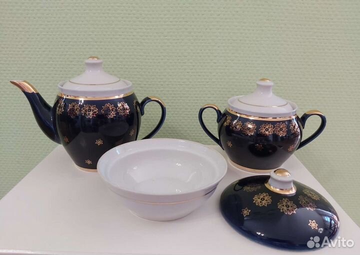 Чайный сервиз синий кобальт СССР